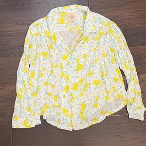 Chaser Blouse top floral in Yellow and Blue button up
